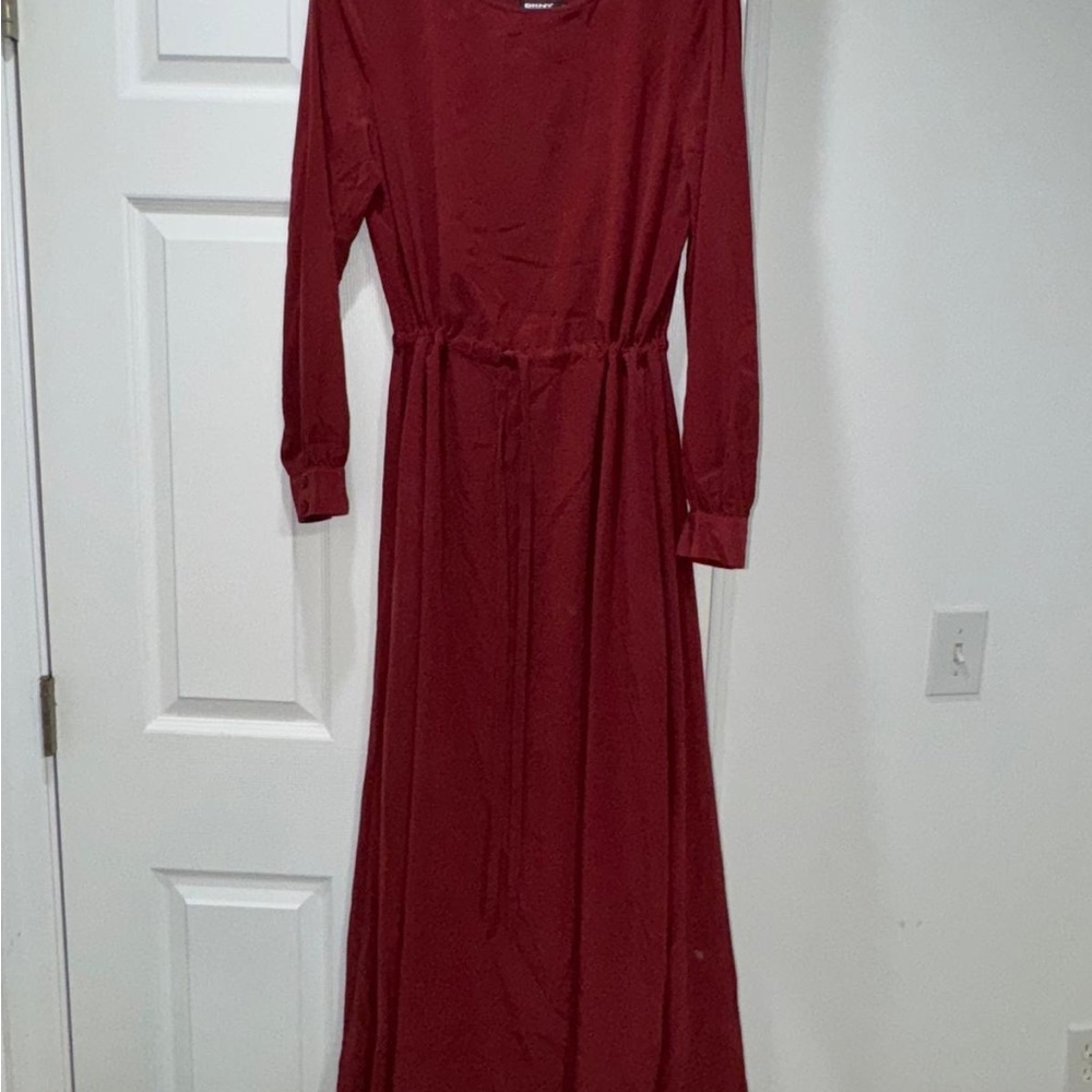 DKNY Deep Red Long Sleeve Dress